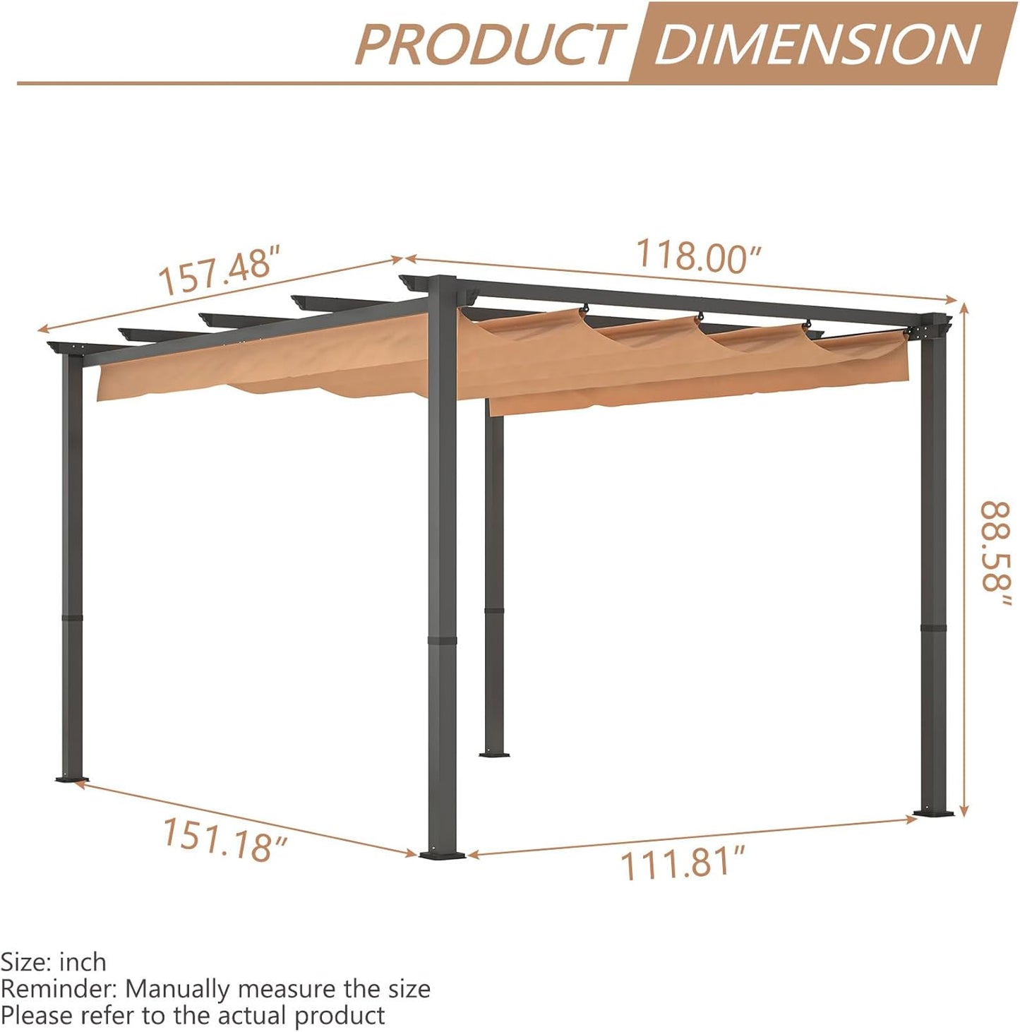 Outdoor Pergola with Sun Shade Canopy