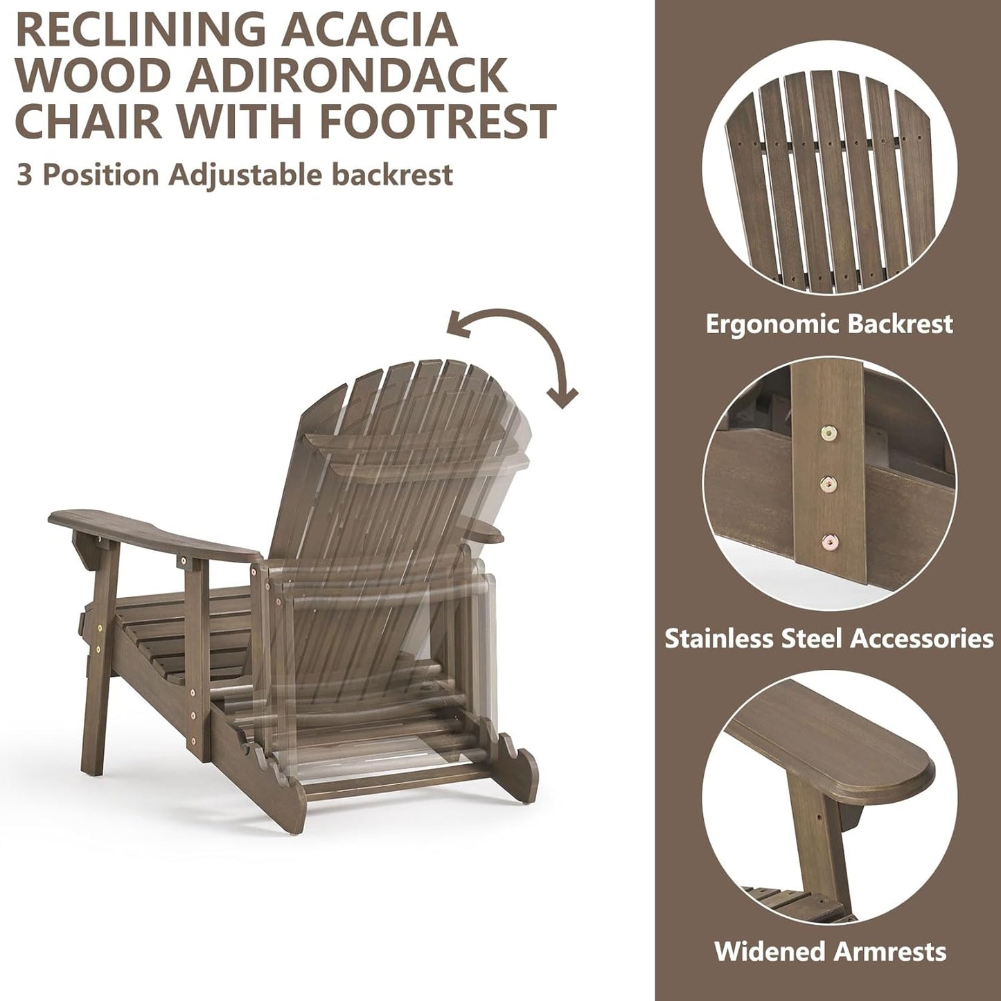 Outdoor Reclining Adirondack Chair