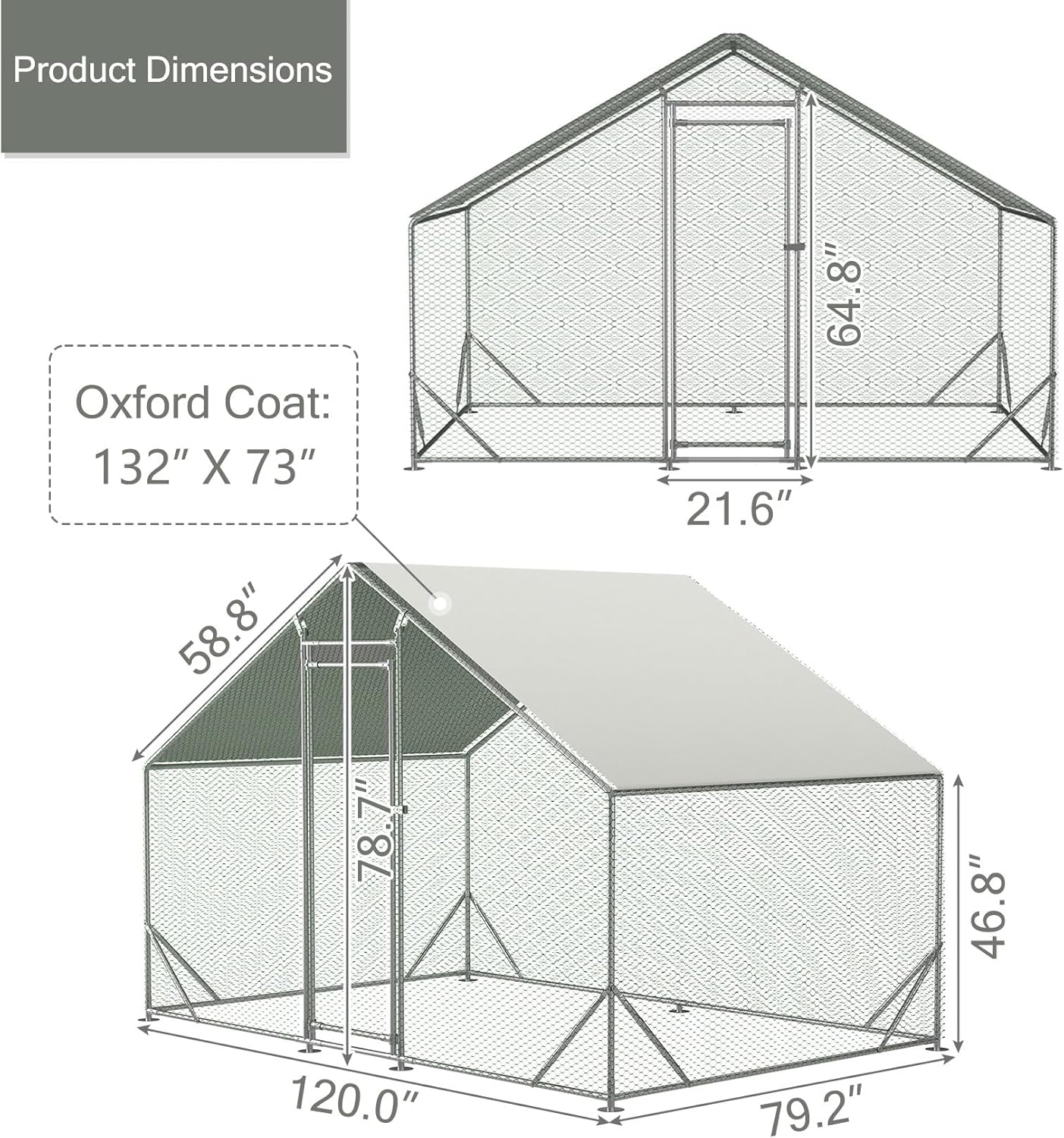 Large Chicken Coop Heavy Duty Chicken Cage Walk-in Chicken Run