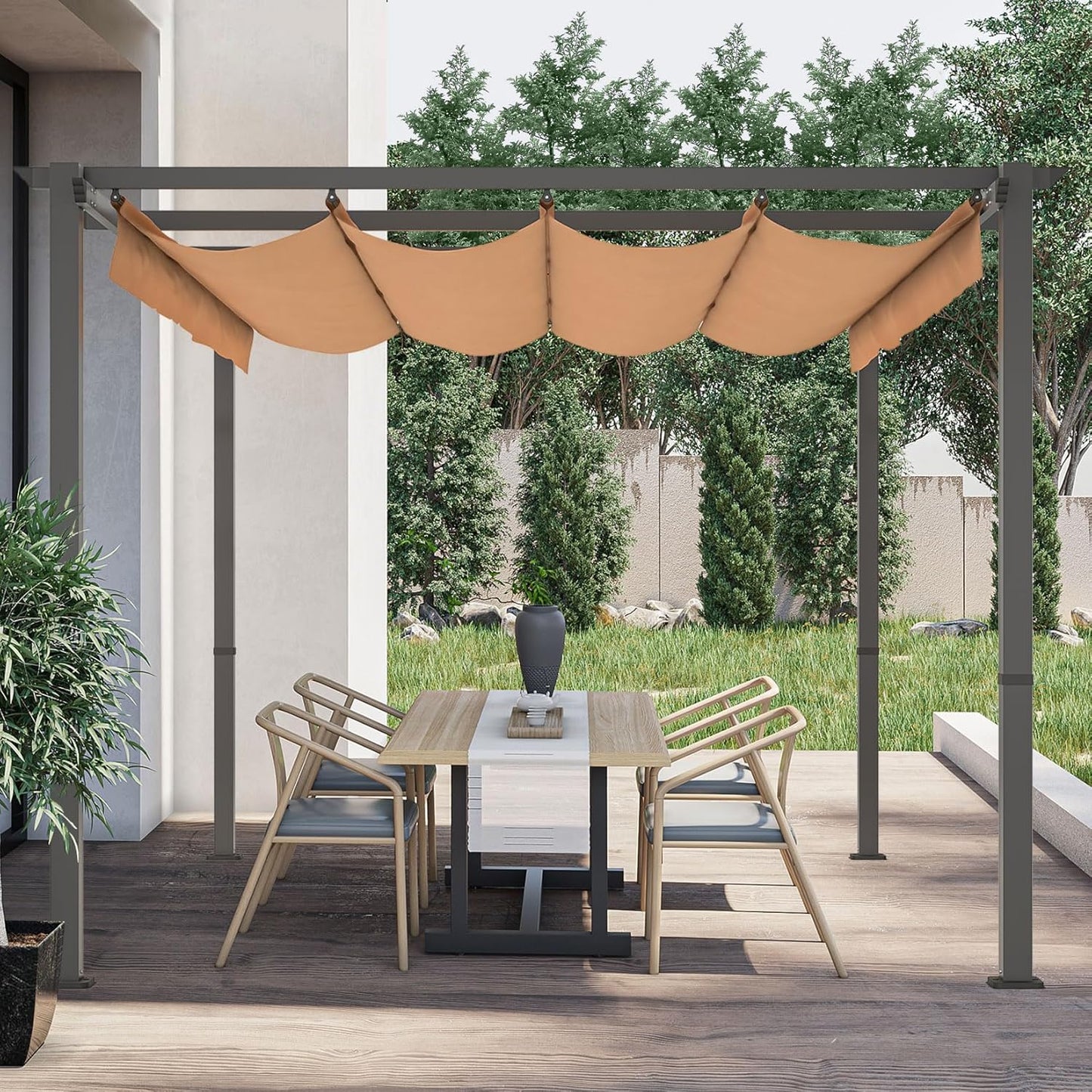 Outdoor Pergola with Sun Shade Canopy