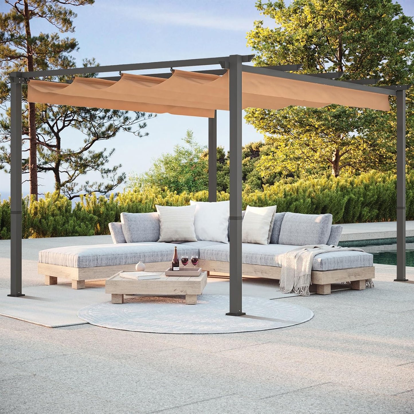Outdoor Pergola with Sun Shade Canopy