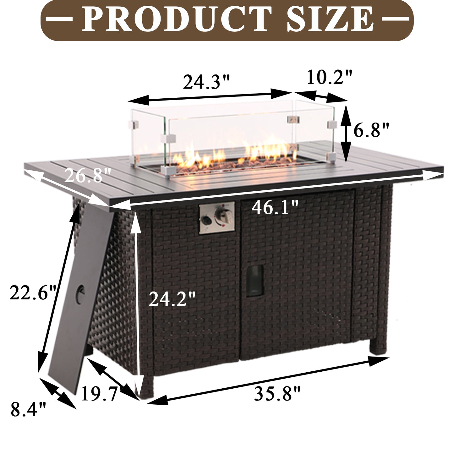 46" Propane Gas Fire Pit Table with 55,000 BTU