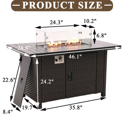 46" Propane Gas Fire Pit Table with 55,000 BTU