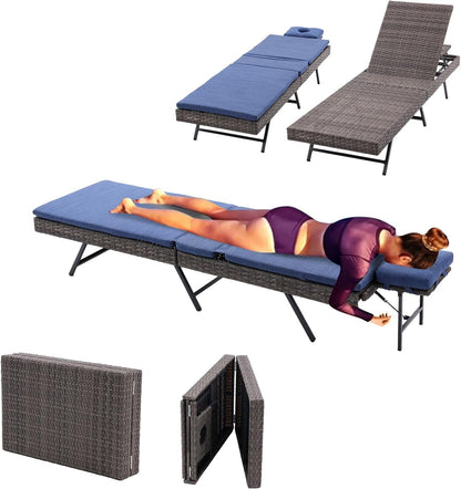 Patio Chaise Lounge with Face Hole Folding