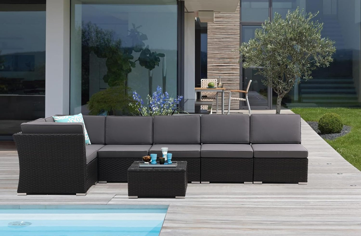 Patio Sofa Set with Coffee Table