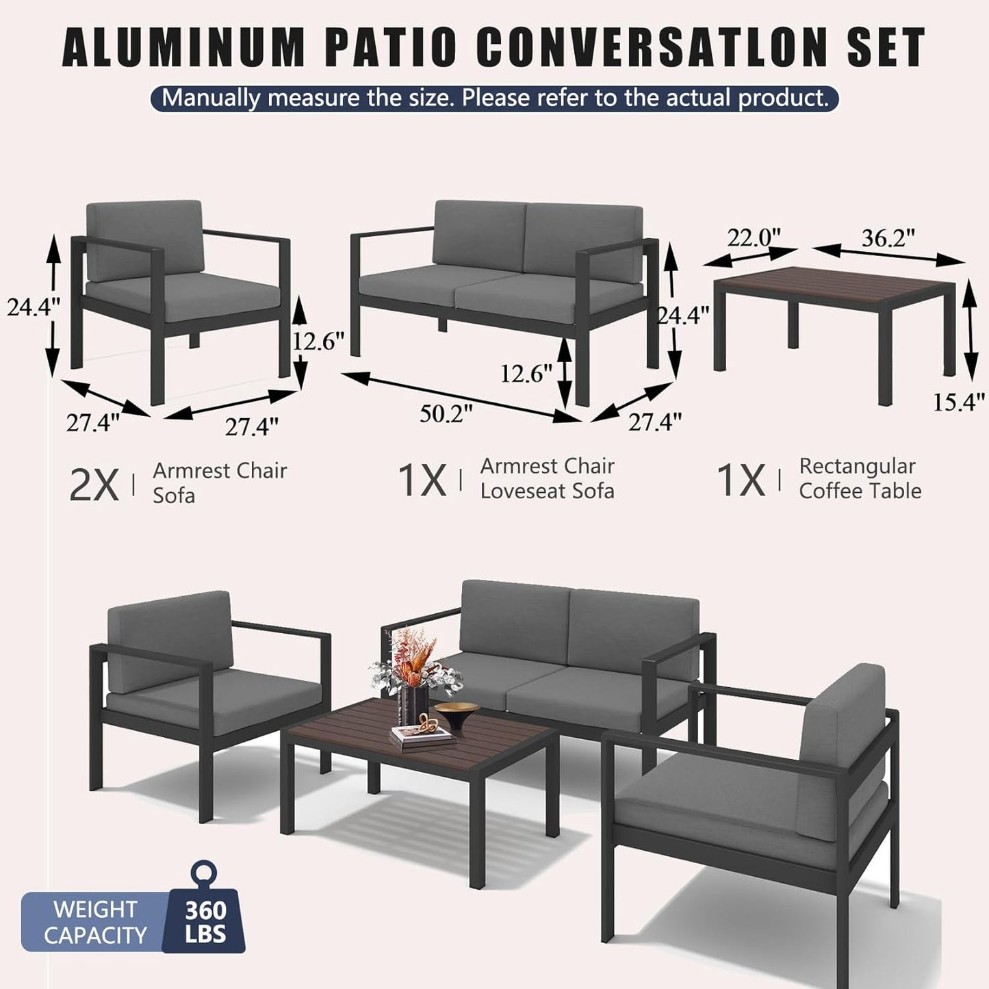 4 PCS Patio Conversation Set