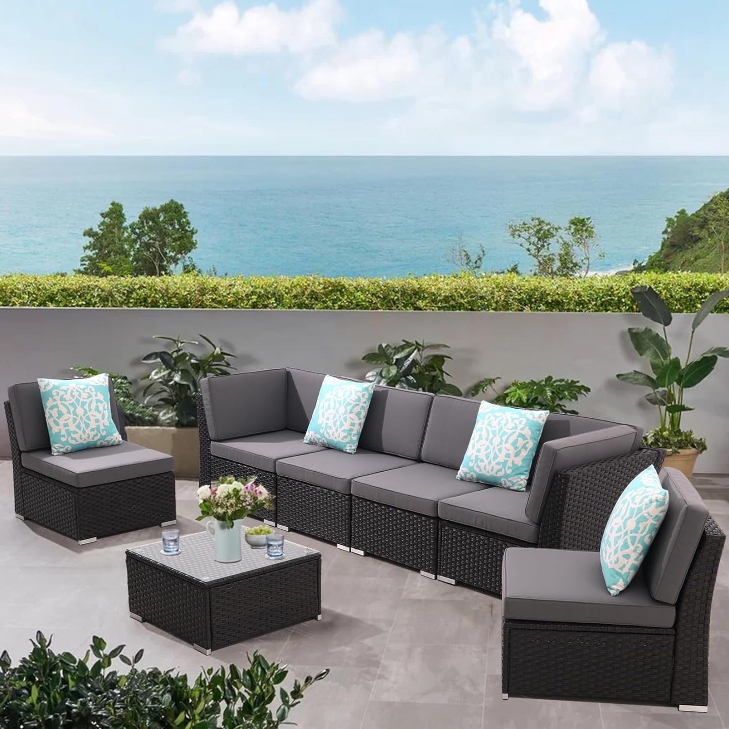 Patio Sofa Set with Coffee Table