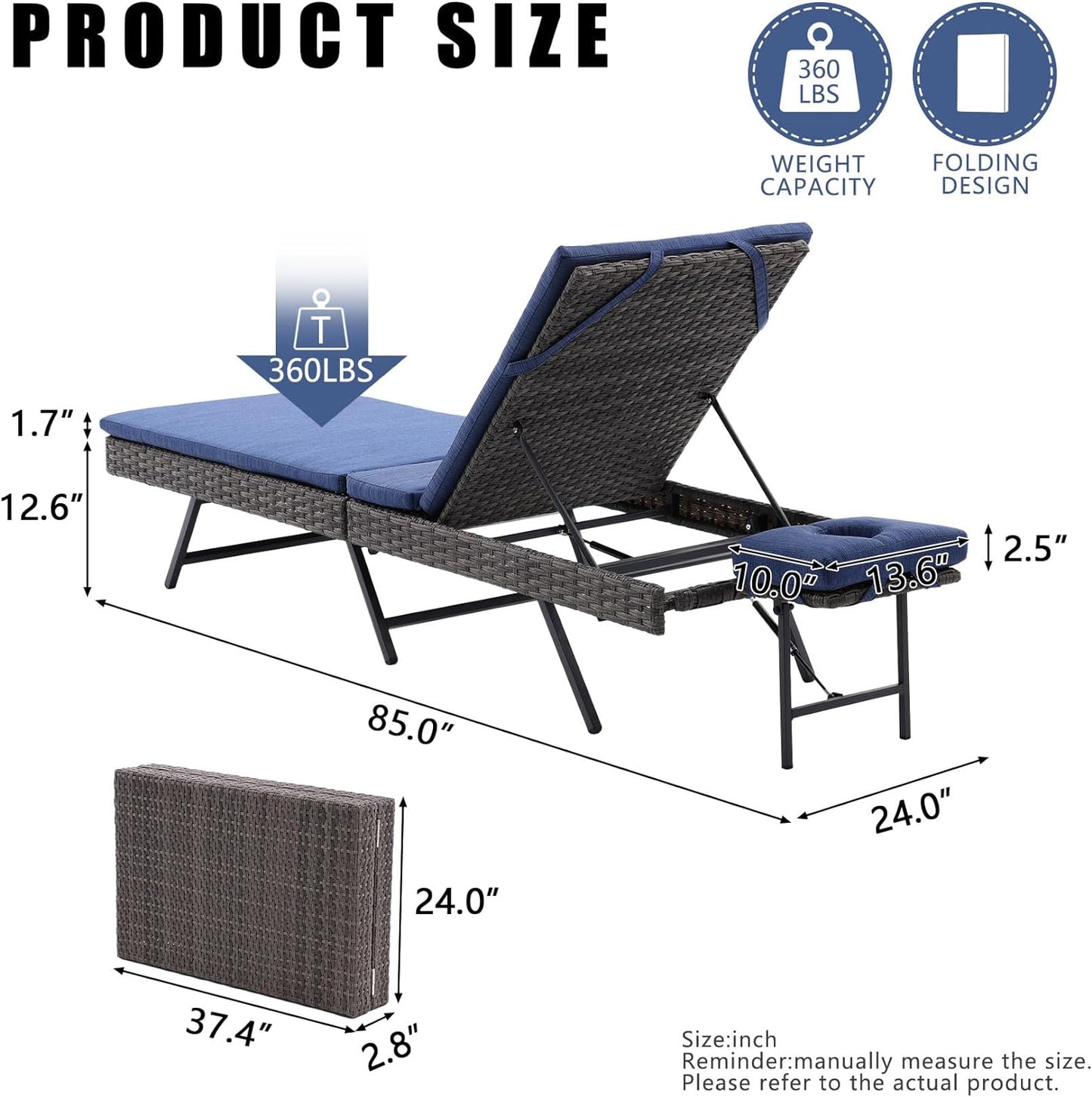 Patio Chaise Lounge with Face Hole Folding