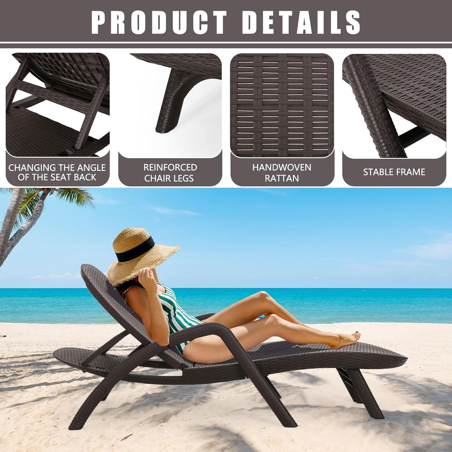 Patio Chaise Lounge with Armrest