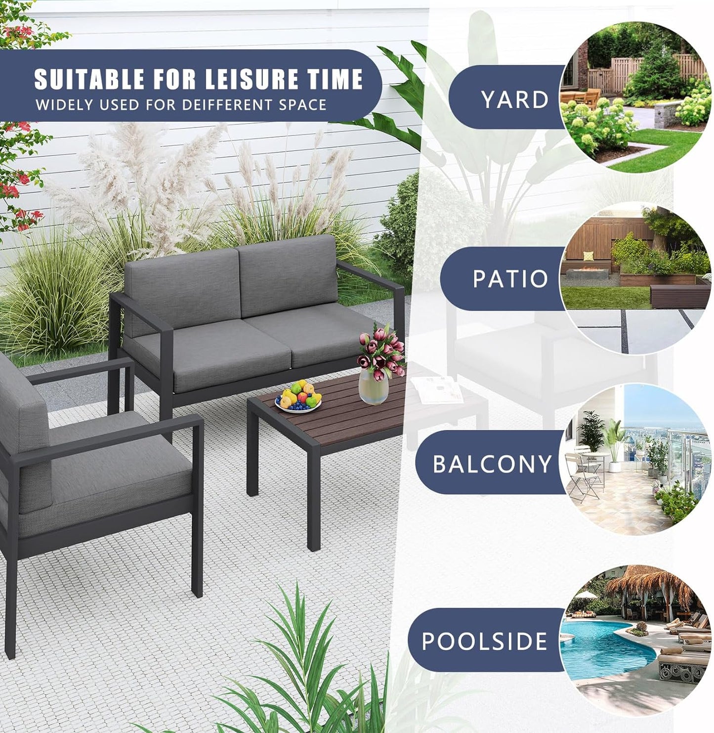 4 PCS Patio Conversation Set