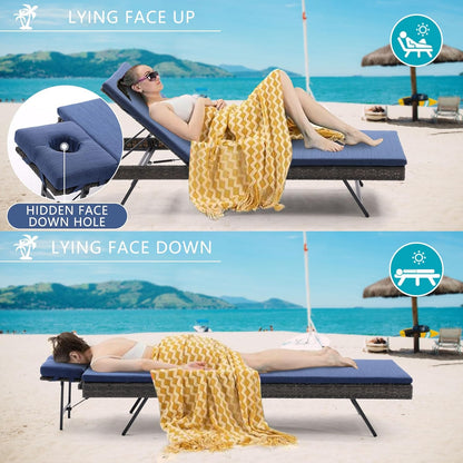 Patio Chaise Lounge with Face Hole Folding