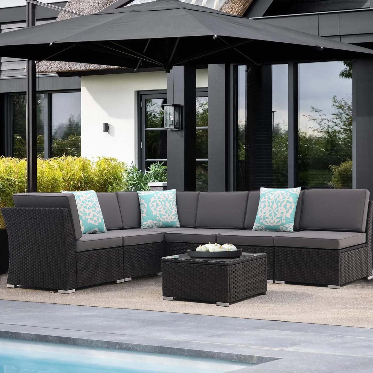 Patio Sofa Set with Coffee Table