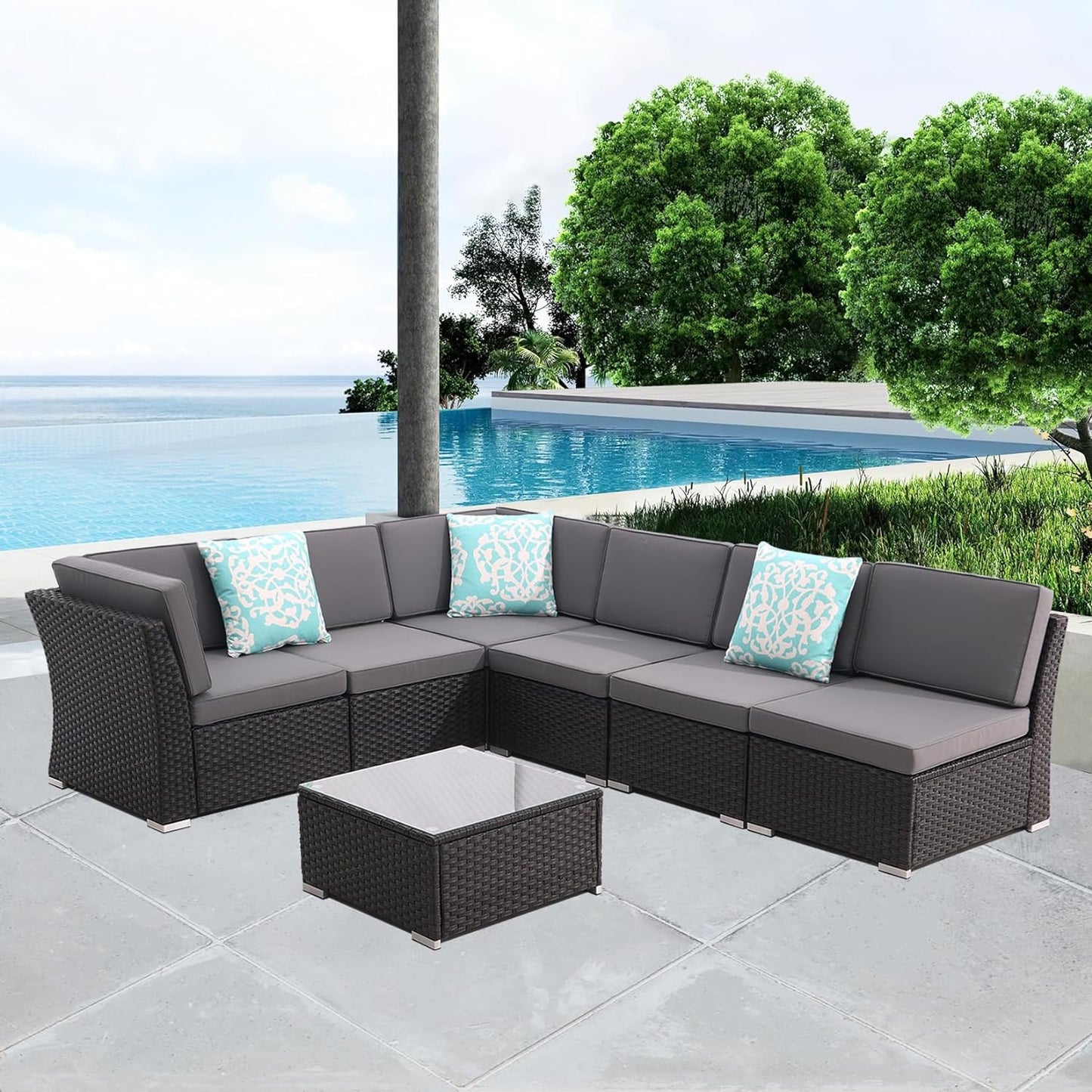 Patio Sofa Set with Coffee Table