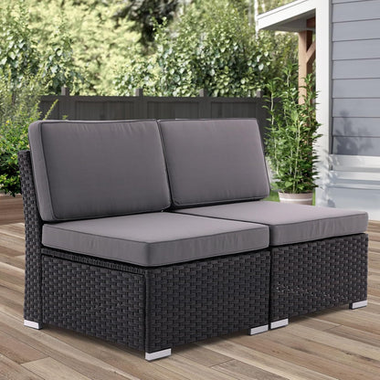 Outdoor Sofas Patio Rattan 2 Piece Sectional Furniture Set PE Wicker Conversation Sofa