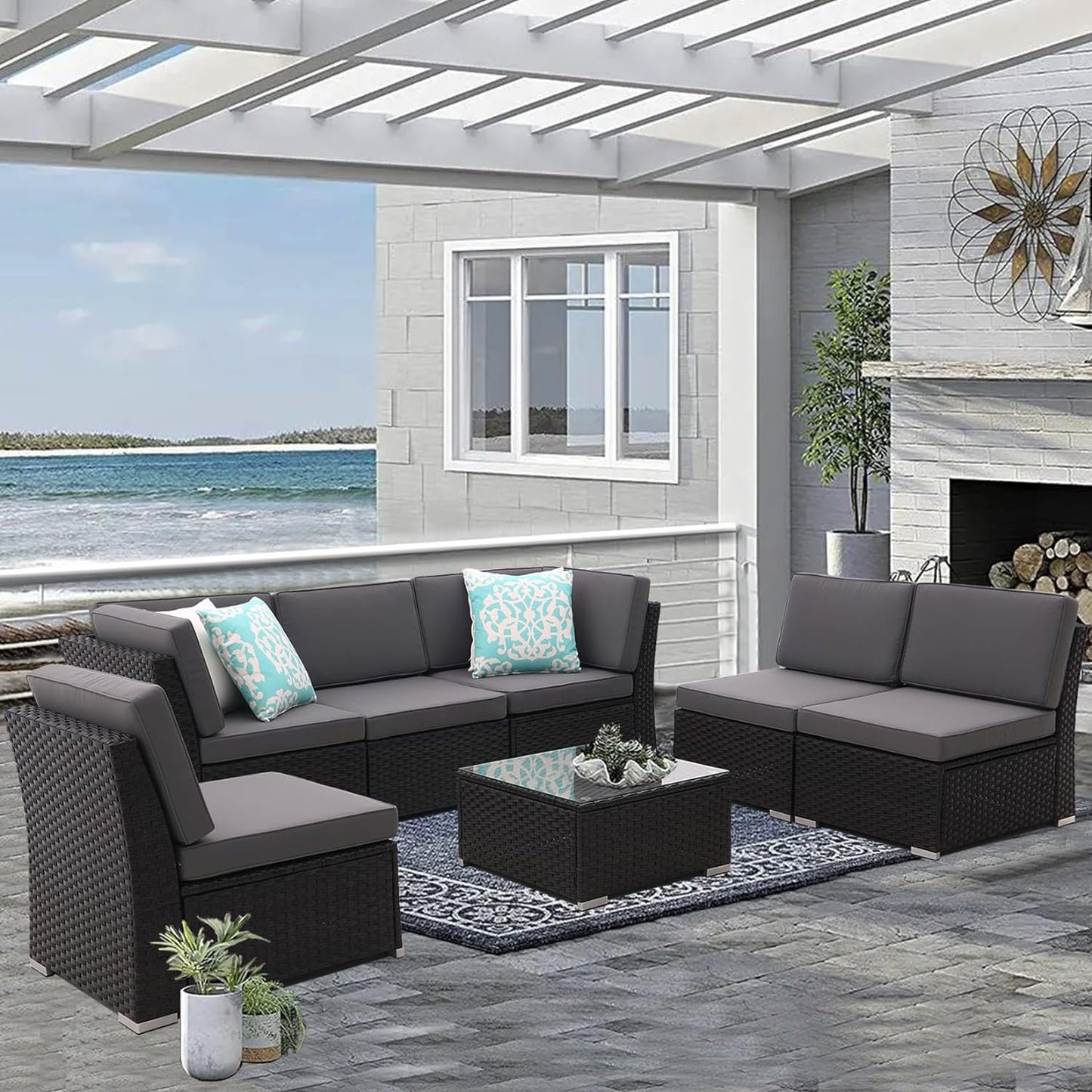 Patio Sofa Set with Coffee Table