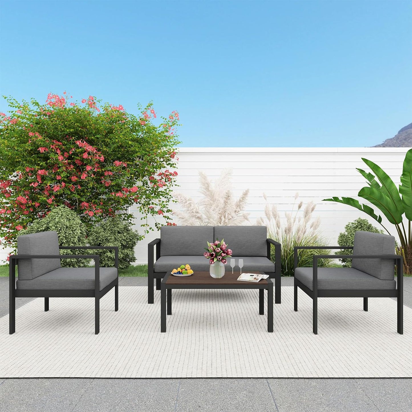 4 PCS Patio Conversation Set