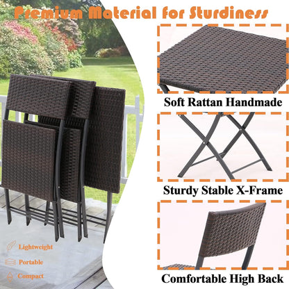 3 Pieces Patio Bistro Set Folding Table and Chair