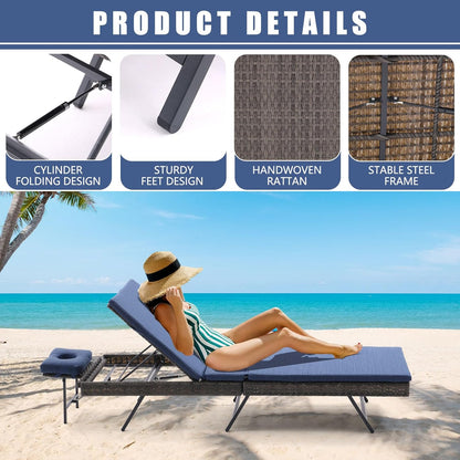 Patio Chaise Lounge with Face Hole Folding