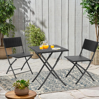 3 Pieces Patio Bistro Set Folding Table and Chair