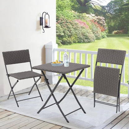 3 Pieces Patio Bistro Set Folding Table and Chair